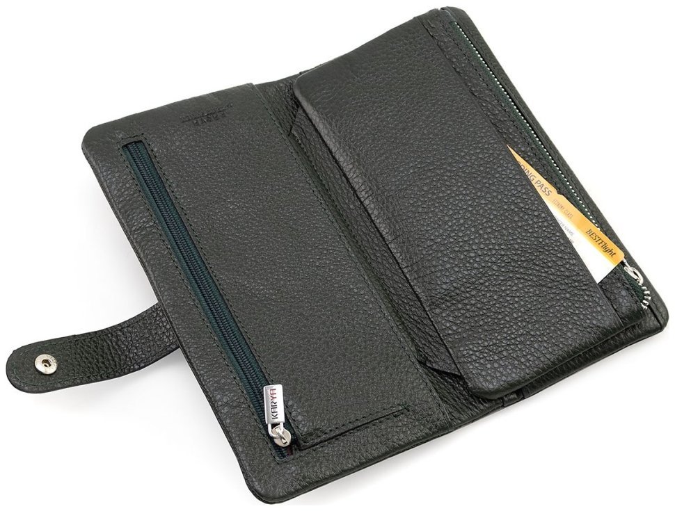 Зеленого цвета купюрник из фактурной кожи с монетницей KARYA (82735) modnotak фото №6