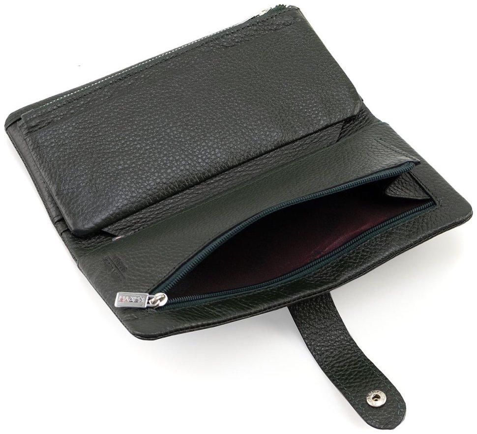 Зеленого цвета купюрник из фактурной кожи с монетницей KARYA (82735) modnotak фото №7