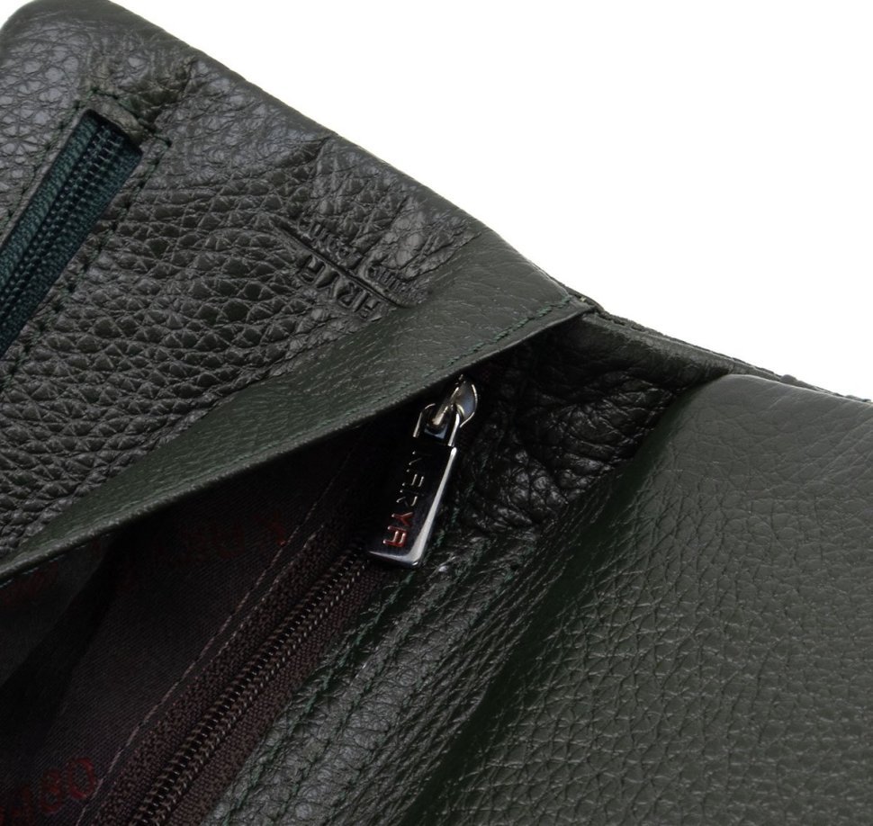 Зеленого цвета купюрник из фактурной кожи с монетницей KARYA (82735) modnotak фото №9