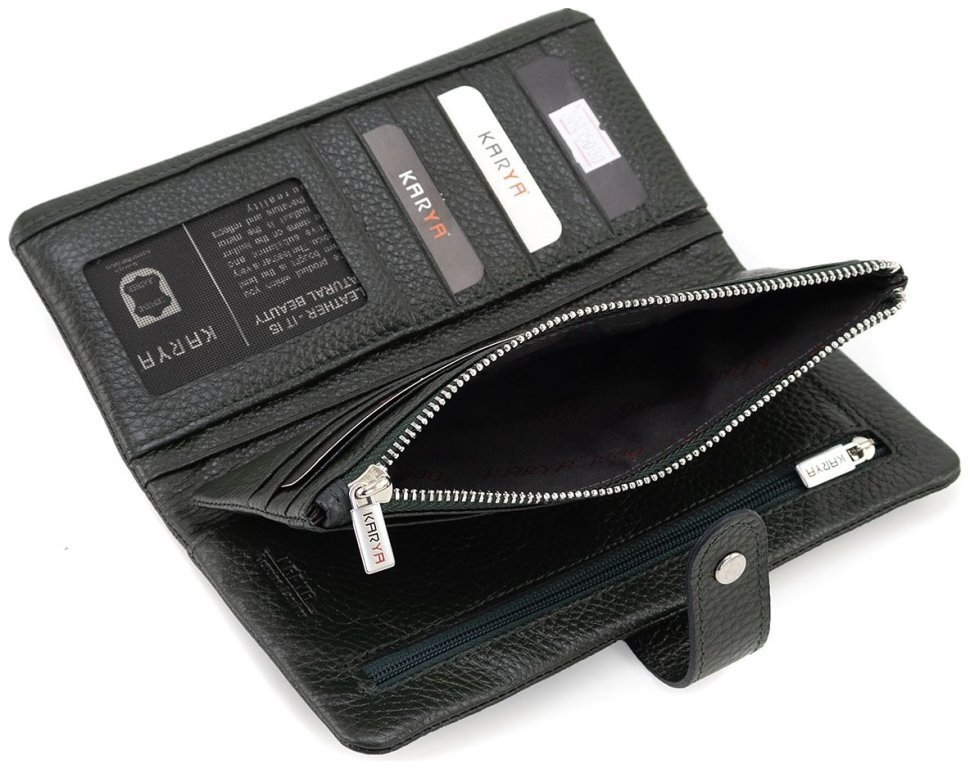 Зеленого цвета купюрник из фактурной кожи с монетницей KARYA (82735) modnotak фото №8