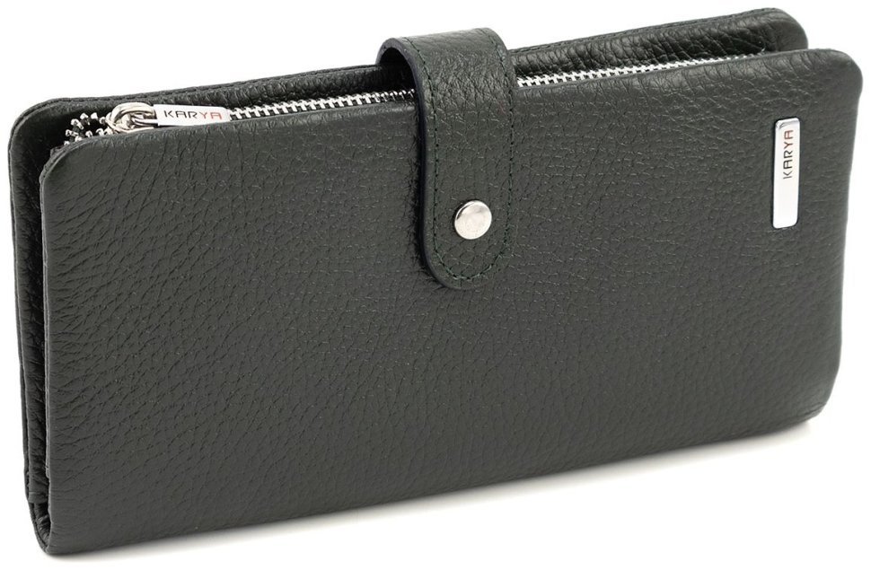 Зеленого цвета купюрник из фактурной кожи с монетницей KARYA (82735) modnotak фото №1