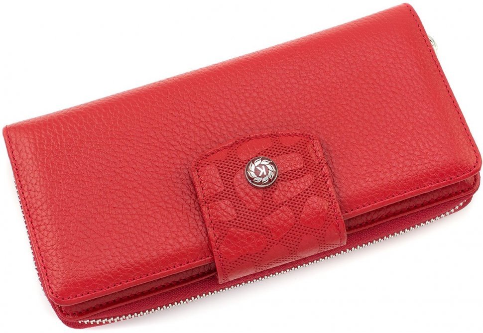 Класичний жіночий шкіряний гаманець червоного кольору турецької фірми Karya (17355)