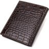 Коричневий чоловічий гаманець із натуральної шкіри з тисненням під крокодила CANPELLINI (2421871) - 2
