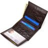 Коричневий чоловічий гаманець із натуральної шкіри з тисненням під крокодила CANPELLINI (2421871) - 6