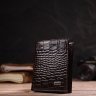 Коричневий чоловічий гаманець із натуральної шкіри з тисненням під крокодила CANPELLINI (2421871) - 7