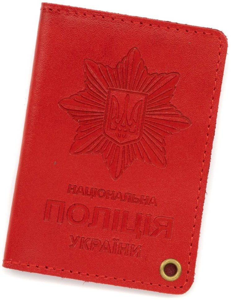 Обложка кожаная для удостоверения полиции Украины 103335 (красного цвета) фото №1 Обложка кожаная для удостоверения полиции Украины 103335 (красного цвета) modnotak фото №1