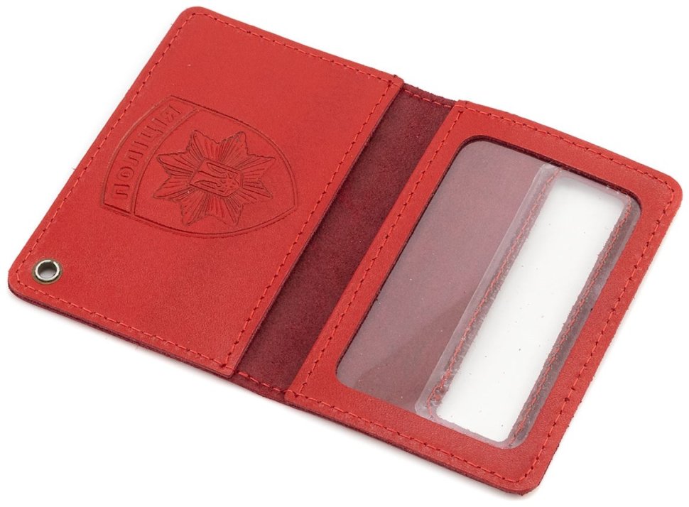 Обложка кожаная для удостоверения полиции Украины 103335 (красного цвета) фото №2 Обложка кожаная для удостоверения полиции Украины 103335 (красного цвета) modnotak фото №2
