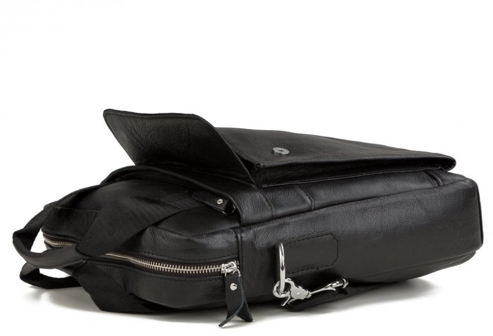 Мужская кожаная сумка вертикального типа под А4 с ручками и плечевым ремнем Tiding Bag (15737)