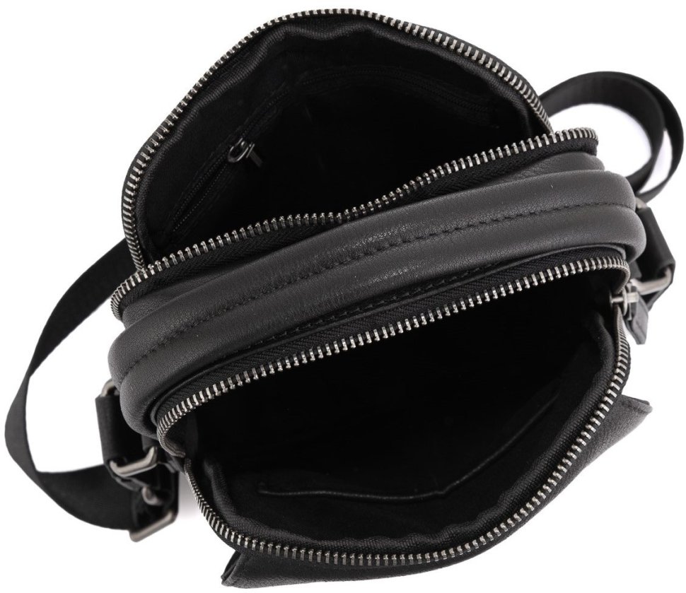 Солідна чоловіча сумка-барсетка з натуральної шкіри чорного кольору Tavinchi (21552)