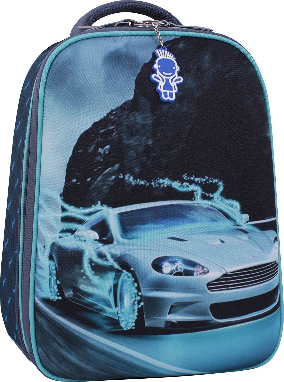Школьный рюкзак для мальчиков из серого текстиля с принтом машины Bagland (53835)