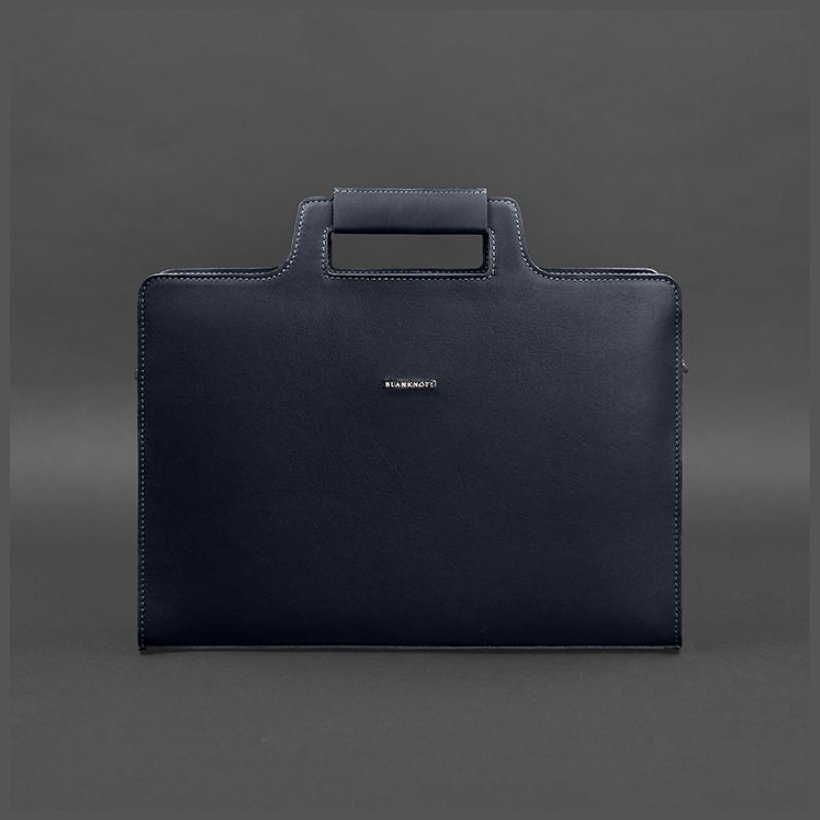 Темно-синяя сумка для ноутбука или документов из натуральной кожи BlankNote (12800)