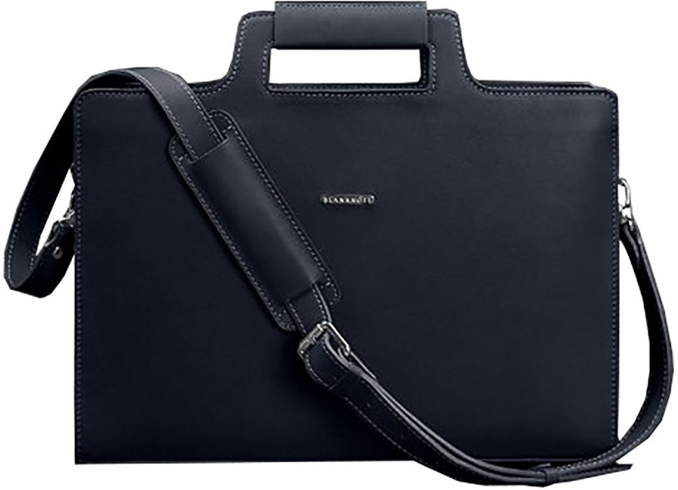 Темно-синяя сумка для ноутбука или документов из натуральной кожи BlankNote (12800)