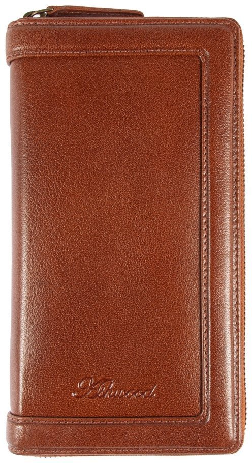 Дорожное мужское портмоне из натуральной кожи Ashwood TW01 с отделением для паспорта 94035 рыжего цвета modnotak фото №1