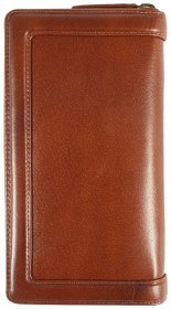 Дорожное мужское портмоне из натуральной кожи Ashwood TW01 с отделением для паспорта 94035 рыжего цвета