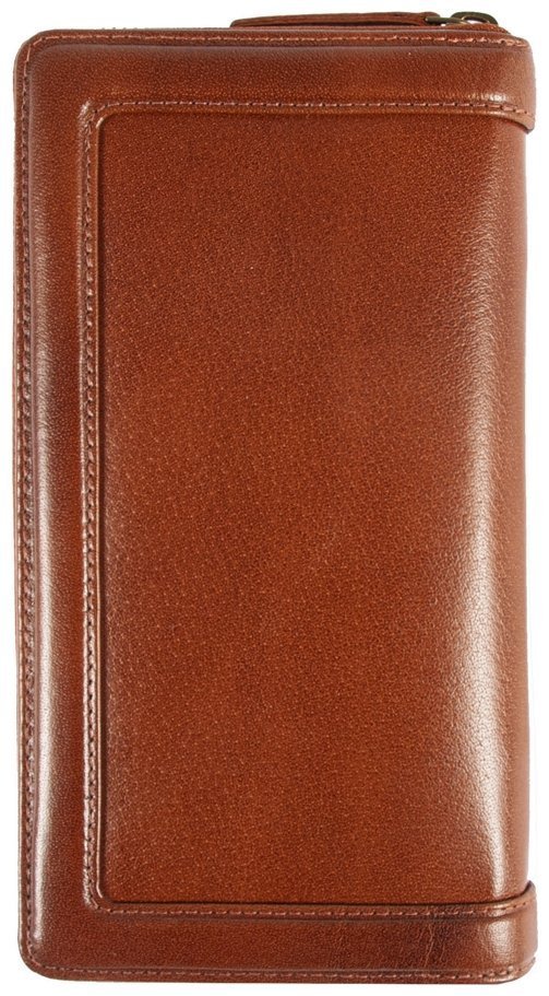 Дорожное мужское портмоне из натуральной кожи Ashwood TW01 с отделением для паспорта 94035 рыжего цвета modnotak фото №2