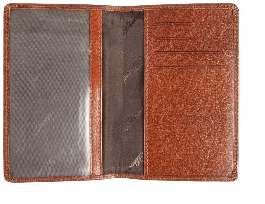 Дорожное мужское портмоне из натуральной кожи Ashwood TW01 с отделением для паспорта 94035 рыжего цвета modnotak фото №8