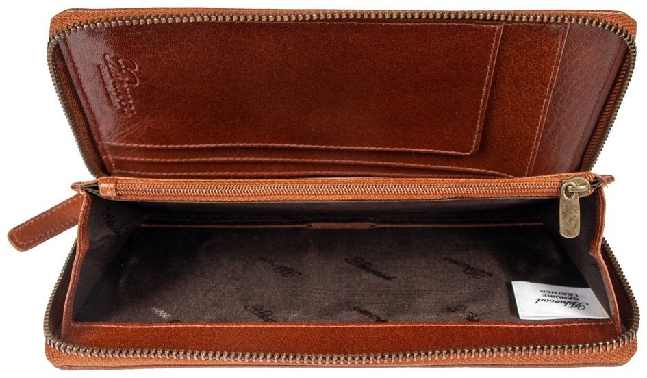 Дорожное мужское портмоне из натуральной кожи Ashwood TW01 с отделением для паспорта 94035 рыжего цвета modnotak фото №9