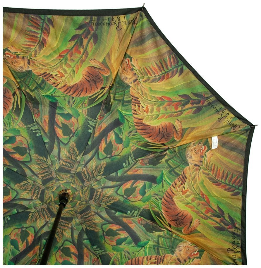Зонт женский Fulton L847 National Gallery Bloomsbury-2 Tiger Surprised (Трость, полуавтомат, черный с рисунком тигра) 94135 modnotak фото №6