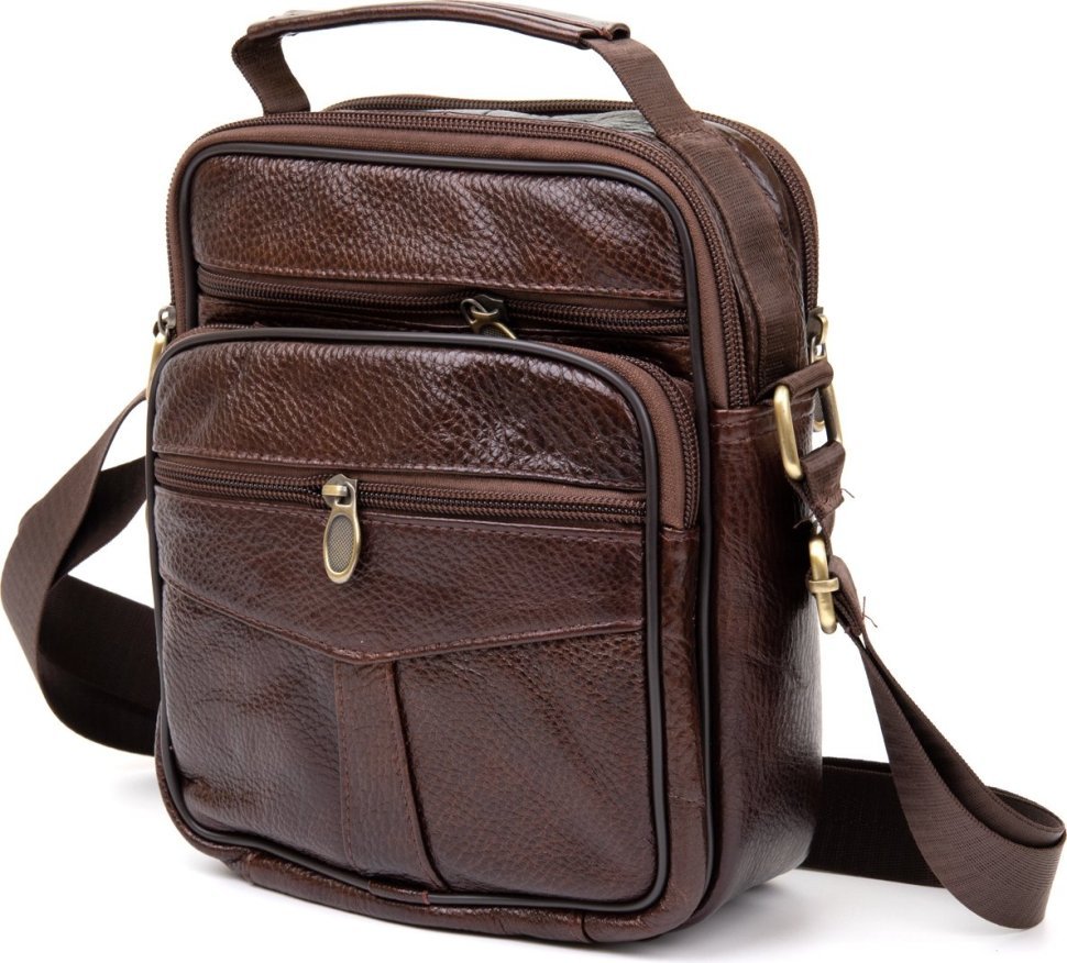 Недорога чоловіча сумка-барсетка з фактурної шкіри на два відділення Vintage (20455)