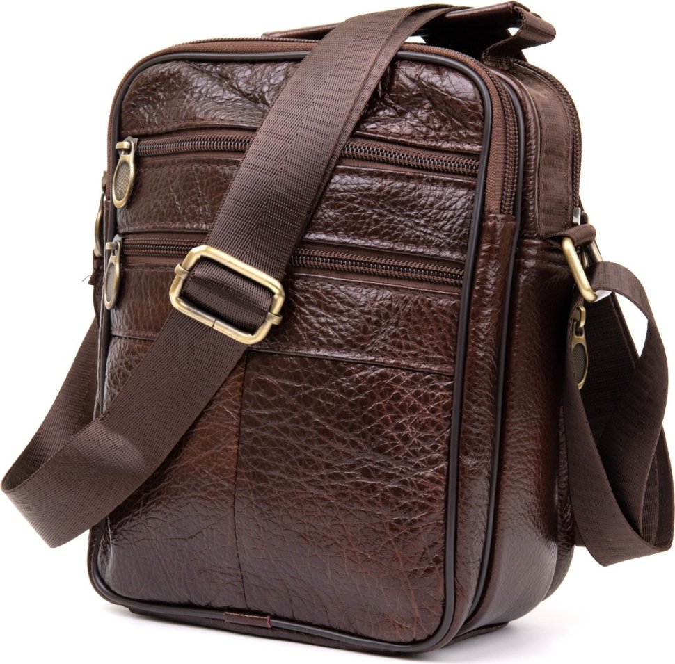 Недорога чоловіча сумка-барсетка з фактурної шкіри на два відділення Vintage (20455)
