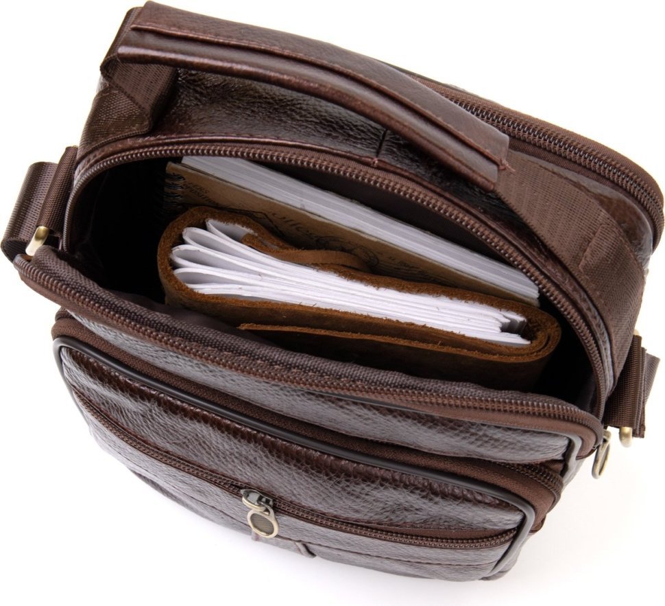 Недорогая мужская сумка-барсетка из фактурной кожи на два отделения Vintage (20455) 