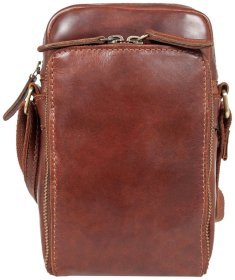 Компактная мужская сумка из качественной гладкой кожи коричневого цвета Ashwood K41 94235 (Великобритания)