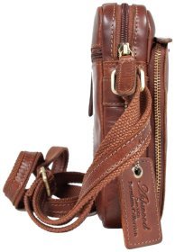Компактная мужская сумка из качественной гладкой кожи коричневого цвета Ashwood K41 94235 (Великобритания)