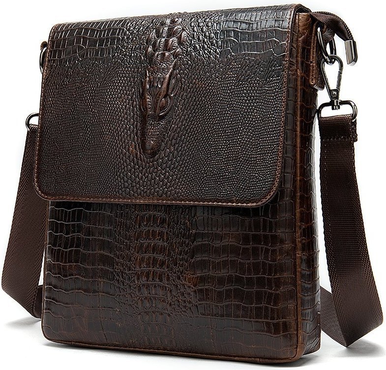 Оригинальная мужская сумка - планшет с тиснением под кожу крокодила VINTAGE STYLE (20039)