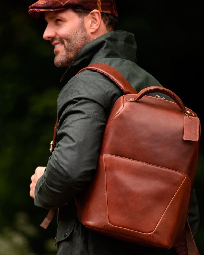 Мужской рюкзак из натуральной гладкой кожи коричневого цвета Ashwood K47 Chestnut 94335 modnotak фото №7