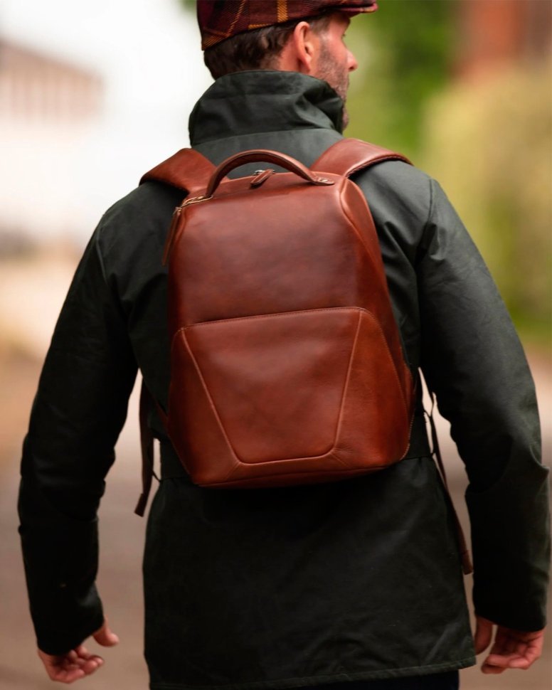 Мужской рюкзак из натуральной гладкой кожи коричневого цвета Ashwood K47 Chestnut 94335 modnotak фото №8