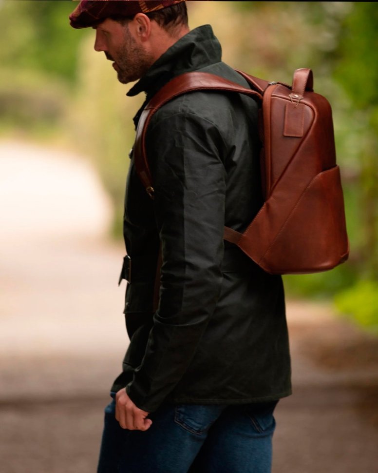 Мужской рюкзак из натуральной гладкой кожи коричневого цвета Ashwood K47 Chestnut 94335 modnotak фото №9