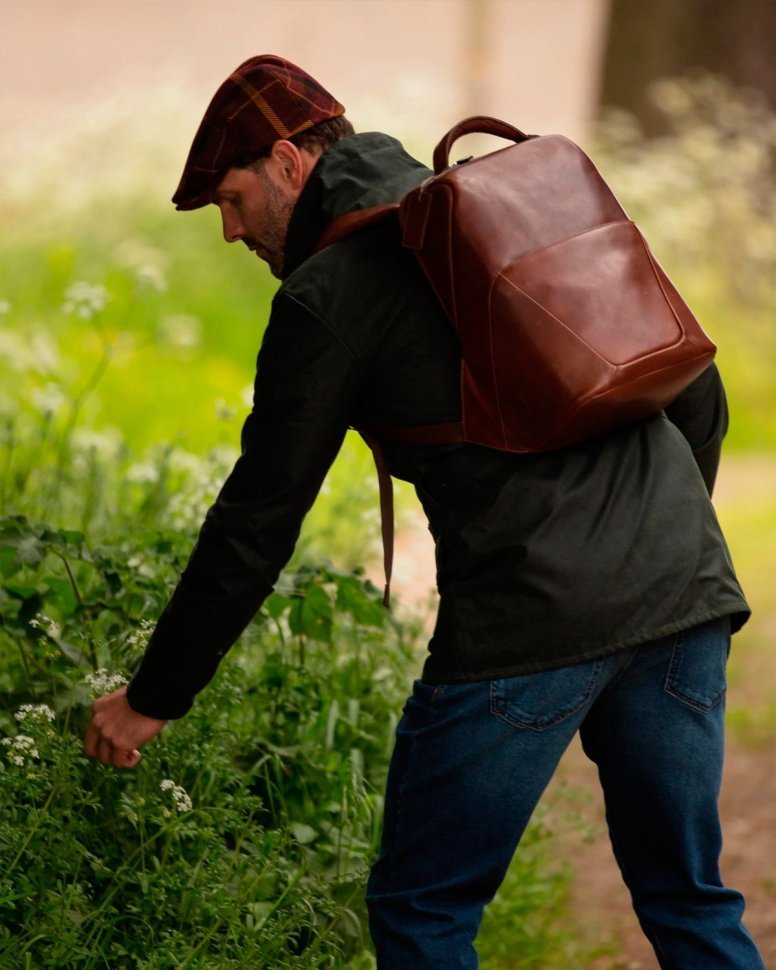 Мужской рюкзак из натуральной гладкой кожи коричневого цвета Ashwood K47 Chestnut 94335 modnotak фото №10
