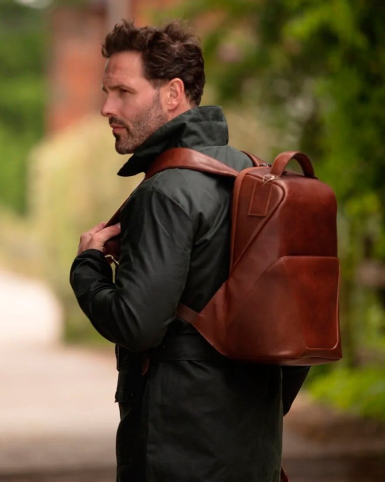 Мужской рюкзак из натуральной гладкой кожи коричневого цвета Ashwood K47 Chestnut 94335 modnotak фото №11