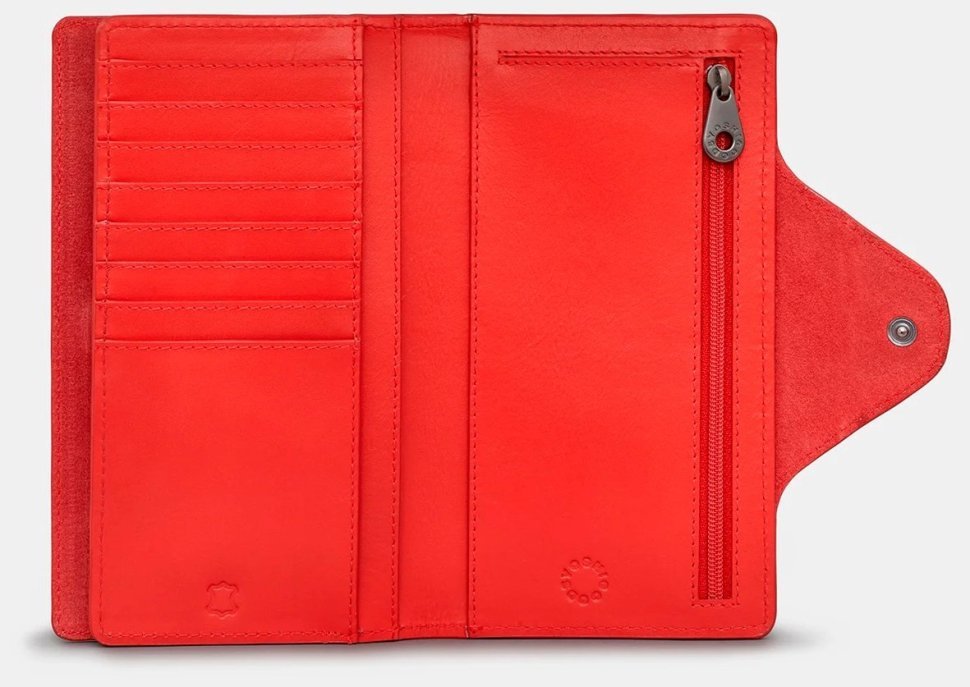 Яркий женский кошелек из натуральной гладкой кожи красного цвета Yoshi Y1311 94435 на кнопке modnotak фото №3