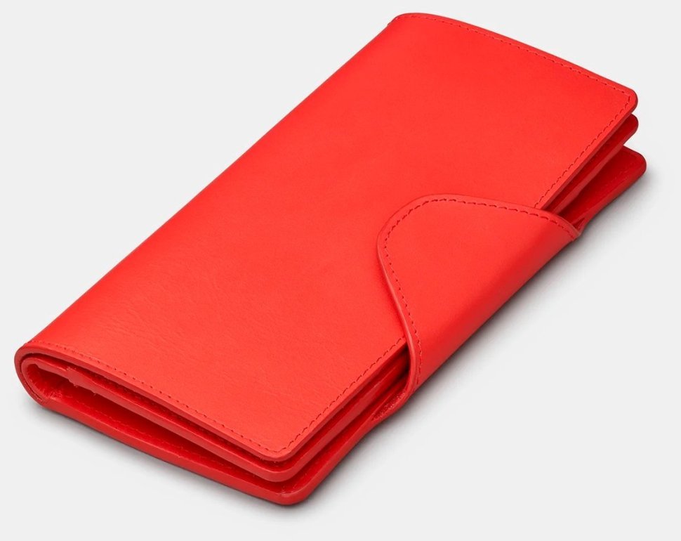 Яркий женский кошелек из натуральной гладкой кожи красного цвета Yoshi Y1311 94435 на кнопке modnotak фото №4