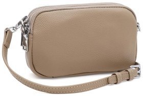 Повсякденна жіноча сумка на 2 відділення з натуральної шкіри флотар Borsa Leather 104535 бежева