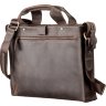 Чоловіча коричнева ділова сумка великого розміру зі шкіри крейзі SHVIGEL (11115) - 2