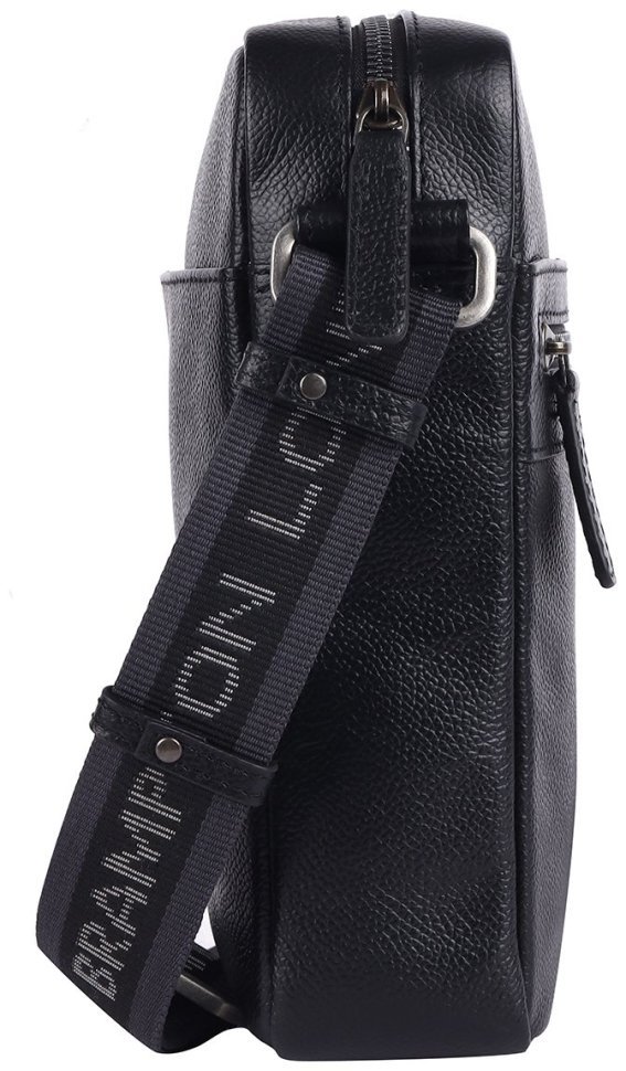 Мужская сумка планшет через плечо из натуральной фактурной кожи Brampton London Crossflow 94535 черного цвета modnotak фото №4