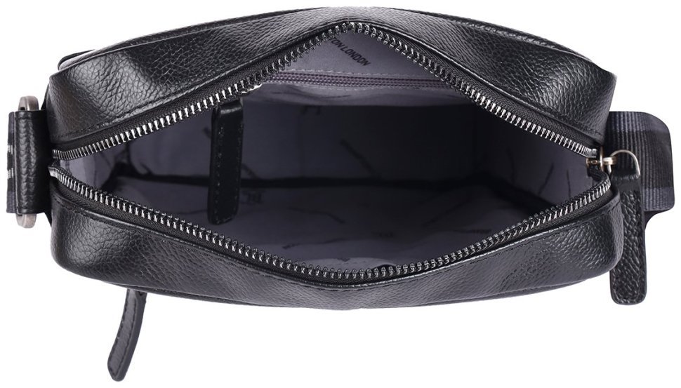 Мужская сумка планшет через плечо из натуральной фактурной кожи Brampton London Crossflow 94535 черного цвета modnotak фото №5