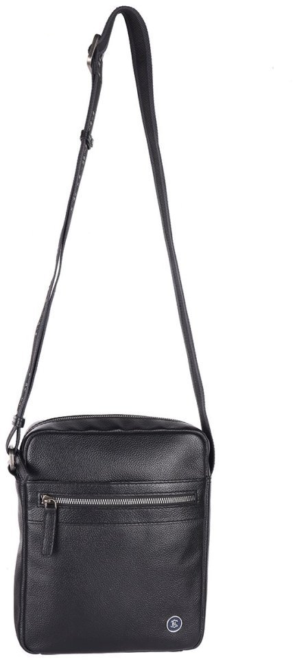 Мужская сумка планшет через плечо из натуральной фактурной кожи Brampton London Crossflow 94535 черного цвета modnotak фото №10