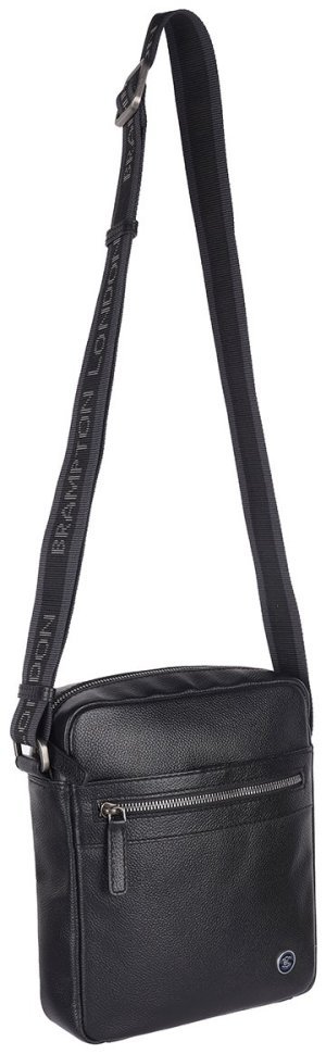 Мужская сумка планшет через плечо из натуральной фактурной кожи Brampton London Crossflow 94535 черного цвета modnotak фото №11