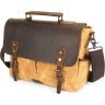 Діловий чоловічий портфель рудого кольору з текстилю Vintage (20120) - 2
