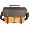 Діловий чоловічий портфель рудого кольору з текстилю Vintage (20120) - 3