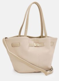 Качественная женская сумка из прочного кожзама белого цвета Monsen 94635