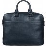 Темно-синяя мужская сумка портфель из натуральной кожи на две молнии DESISAN (19106) - 3