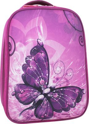 Школьный текстильный рюкзак для девочек в малиновом цвете с бабочкой Bagland (55335)