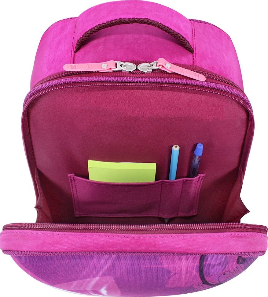 Шкільний текстильний рюкзак для дівчаток в малиновому кольорі з метеликом Bagland (55335)