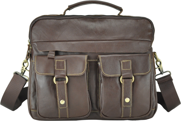 Чоловічий портфель коричневого кольору з натуральної шкіри Tiding Bag (21218)