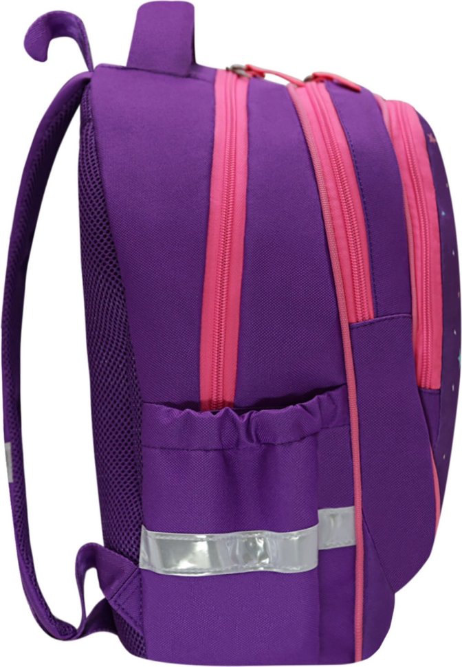 Шкільний рюкзак для дівчинки з фіолетового текстилю з котиком Bagland Butterfly 55635