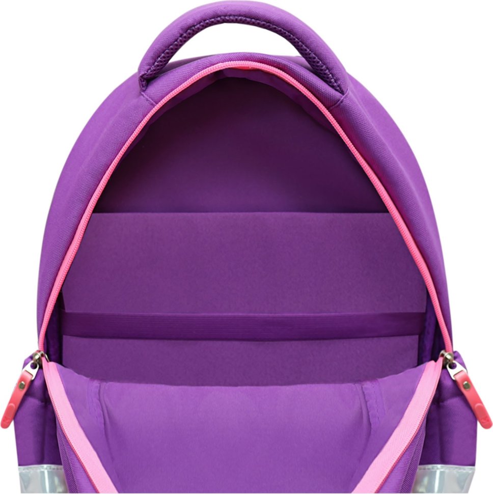 Шкільний рюкзак для дівчинки з фіолетового текстилю з котиком Bagland Butterfly 55635